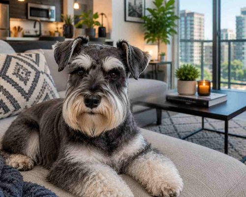 Miniature Schnauzer in an apartment