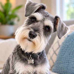 Miniature Schnauzer dog with a curious expression