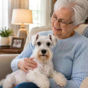 Miniature Schnauzer with a senior owner