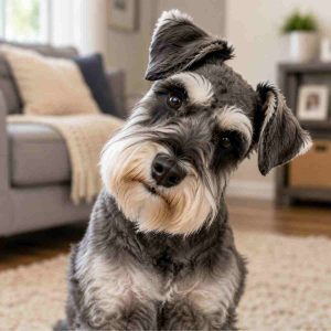 Miniature Schnauzer with a quizzical expression