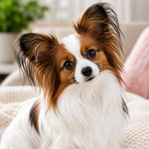 Papillon looking pensively at camera