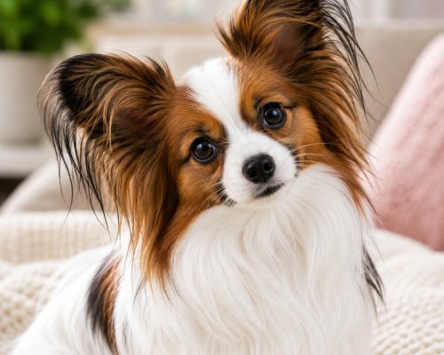 Papillon looking pensively at camera