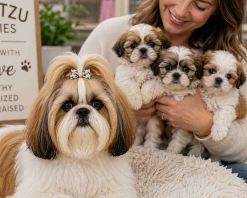 Responsible shih tzu dog breeder with healthy puppies