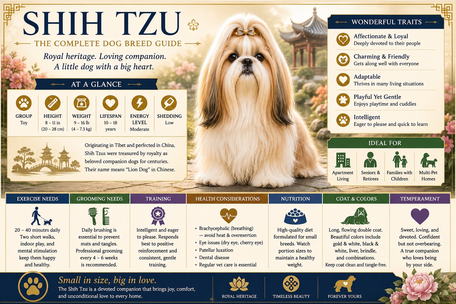 Shih Tzu at a glance infographic