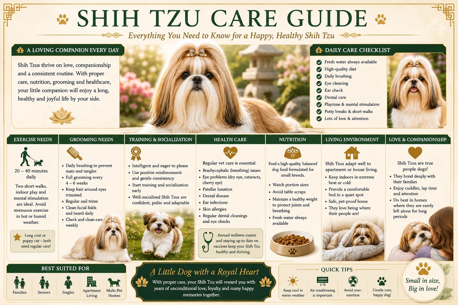 Shih Tzu care guide infographic