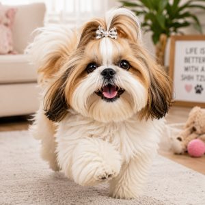 A joyful Shih Tzu dog
