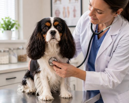 Cavalier King Charles Spaniel at the Veterinary Clinic